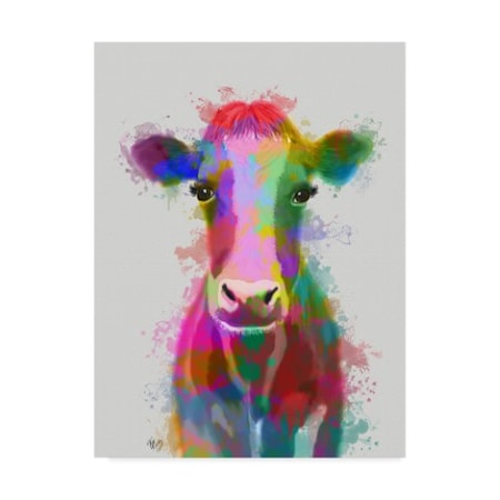 Fab Funky 'Rainbow Splash Cow' Canvas Art,35x47